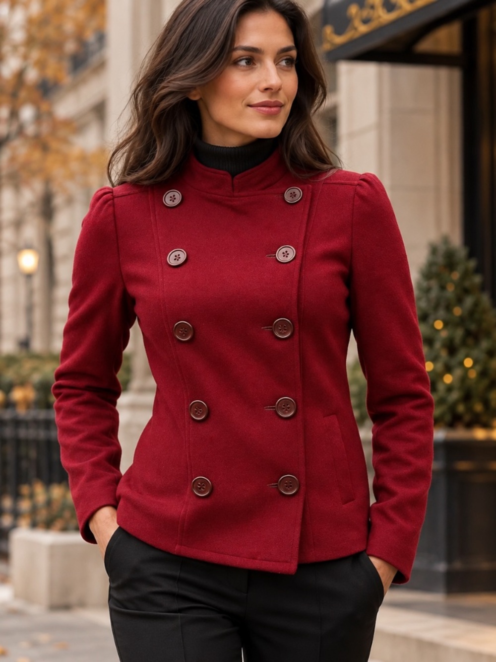 Marc Jacobs. Double-breasted 100% wool cranberry jacket/peacoat